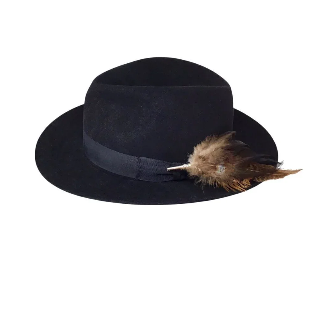Worth & Worth Christy's London Fine Fur Felt NWOT Fedora Black 7 3/8 England